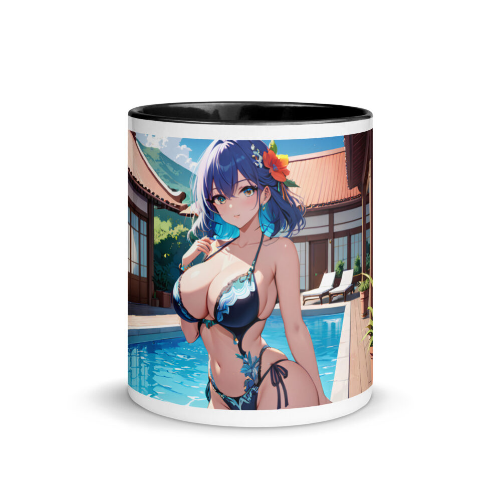 Ecchi Anime Mug, Hot Waifu Girl Ceramic Cup with Colored Interior - Image 3