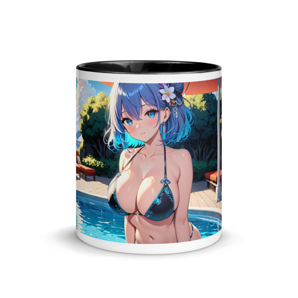 Kawaii Anime Waifu Mug, Cute Girl Cup with Vibrant Color Inside - Image 3