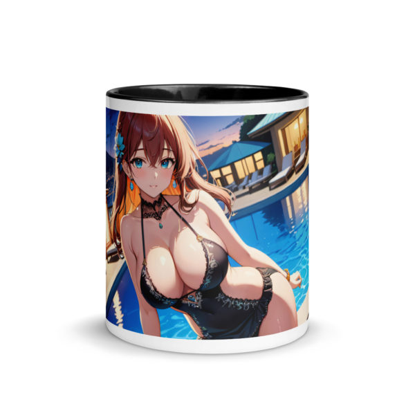 Sexy Anime Waifu Coffee Mug, Ecchi Girl Colored Interior Cup - Image 3