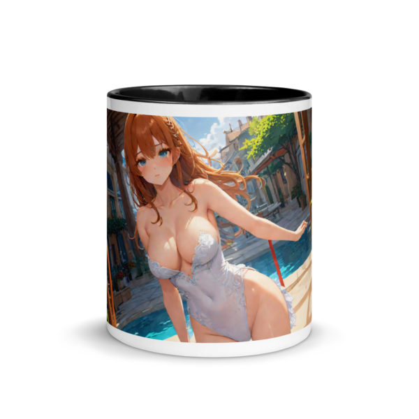 Aesthetic Waifu Mug, Cute Anime Girl Ceramic Cup with Color Inside - Image 3