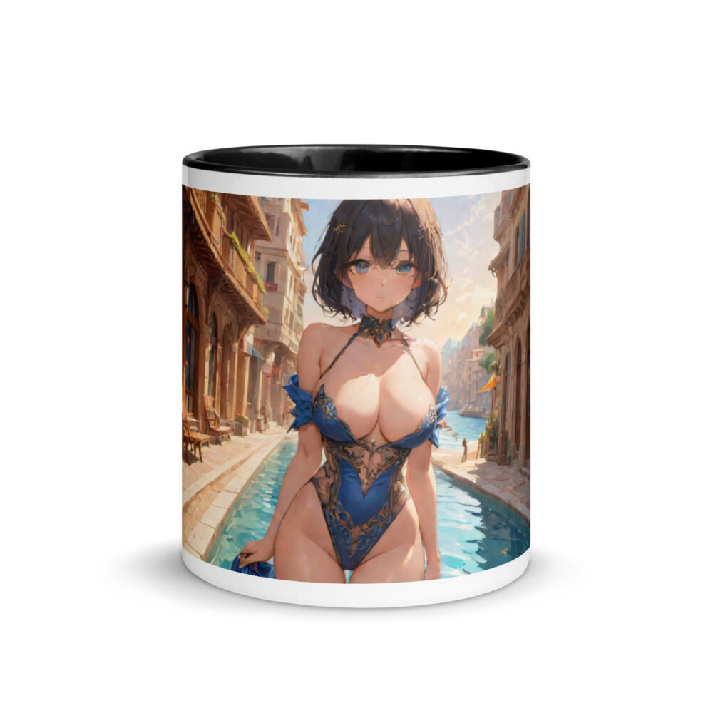 Hot Ahegao Face Mug, Sexy Waifu Coffee Cup with Colored Interior - Image 3