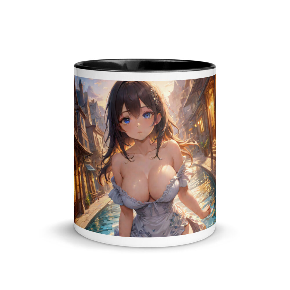 Ecchi Anime Girl Mug, Kawaii Waifu Design with Colored Interior - Image 3