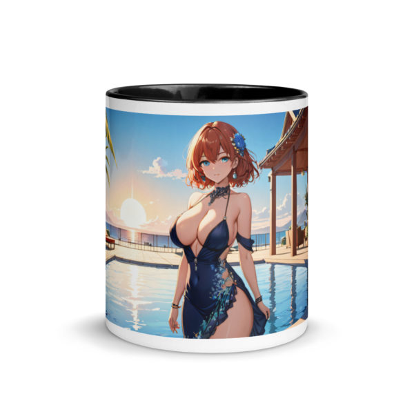 Kawaii Waifu Ceramic Mug, Hot Anime Girl with Color Inside - Image 3