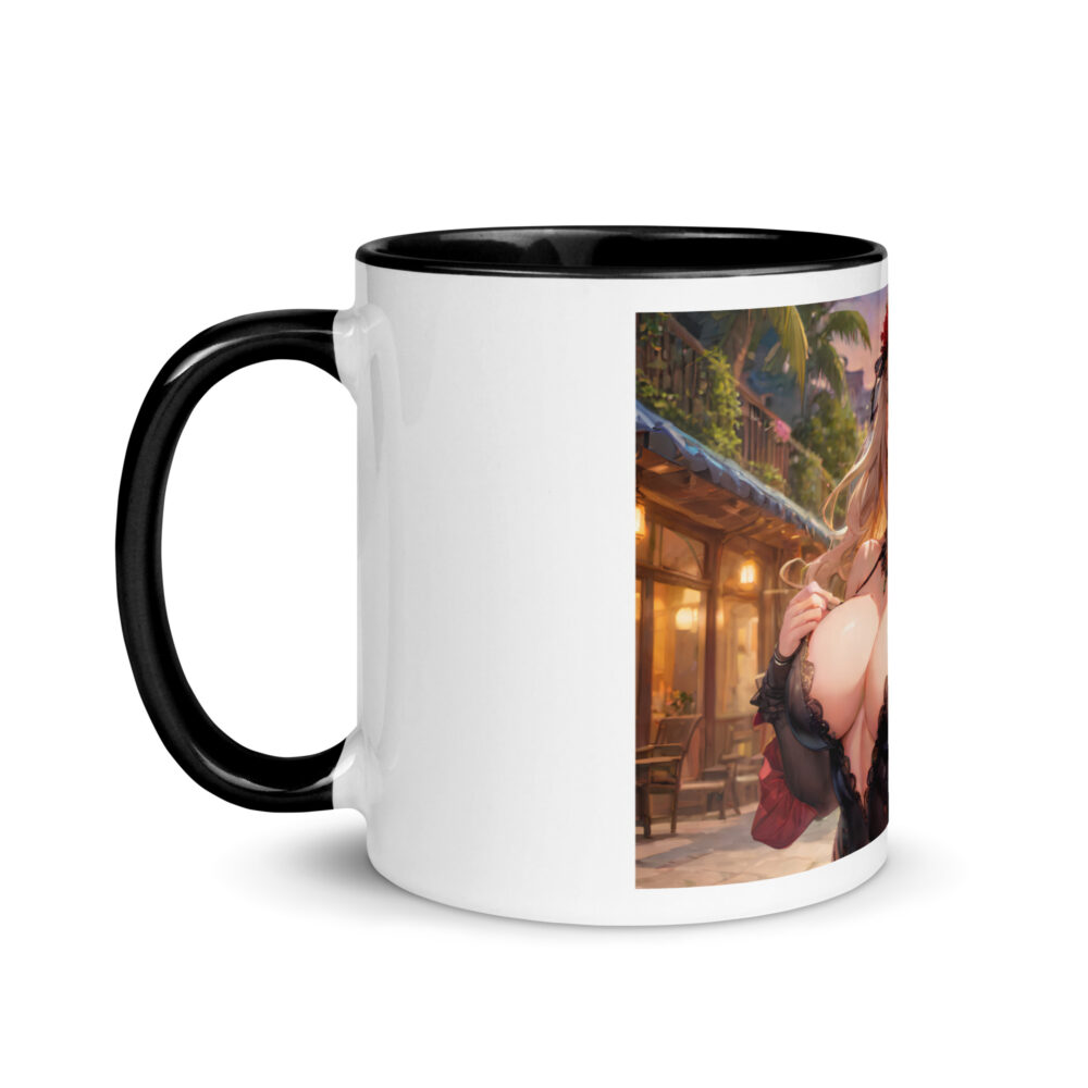 Kawaii Ahegao Girl Coffee Mug, Cute Anime Waifu with Color Inside - Image 4