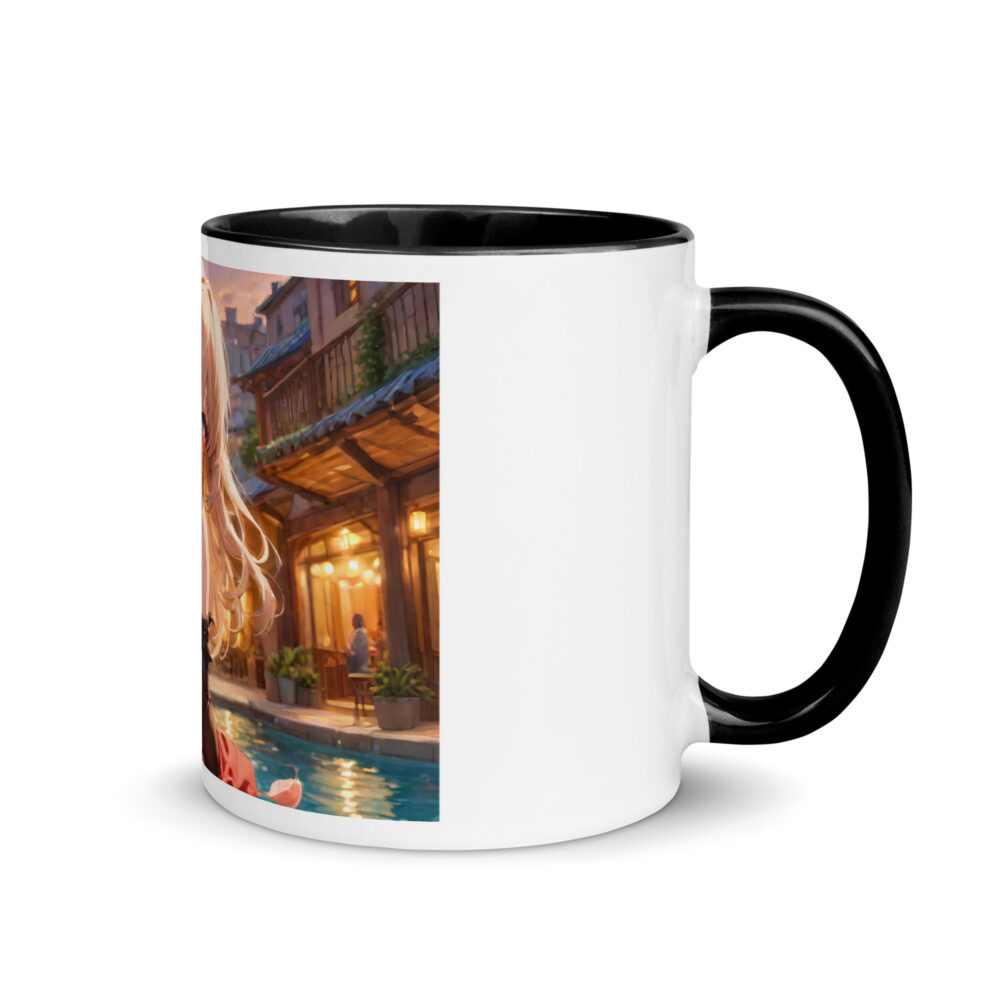 Kawaii Ahegao Girl Coffee Mug, Cute Anime Waifu with Color Inside - Image 2