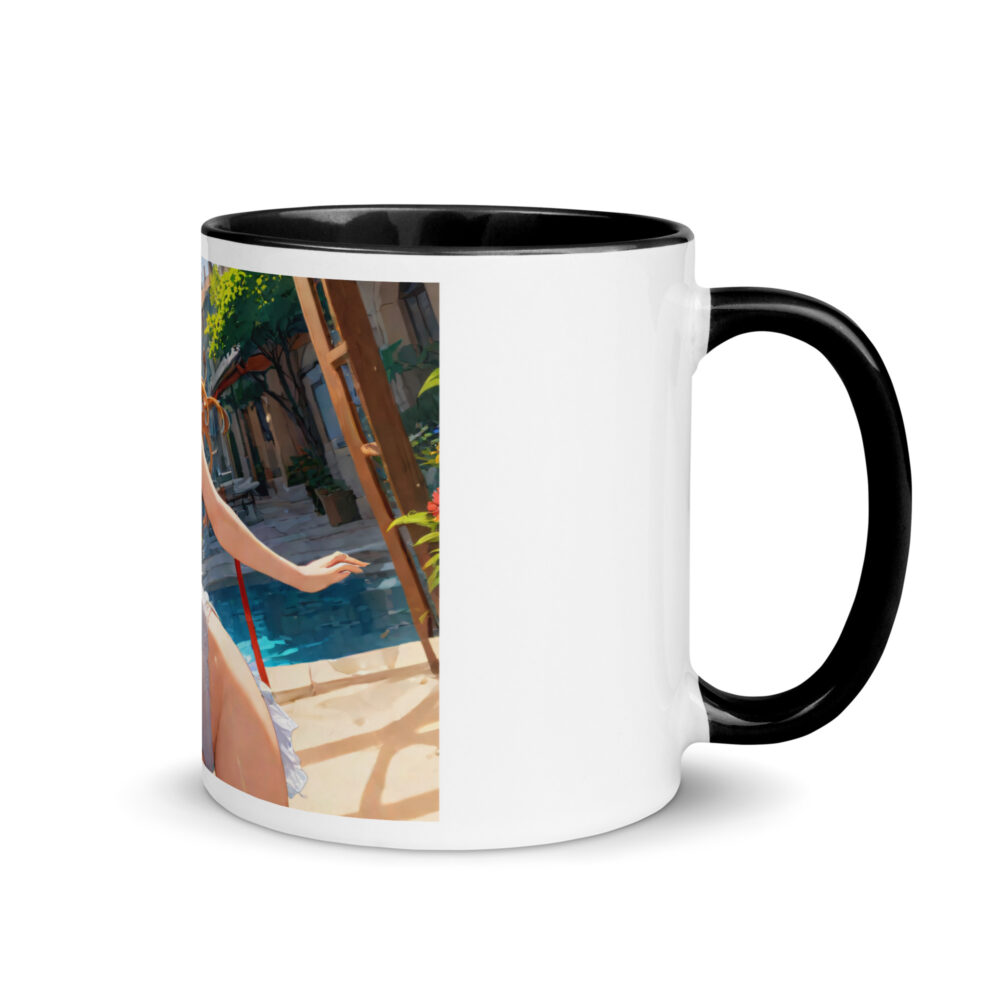 Aesthetic Waifu Mug, Cute Anime Girl Ceramic Cup with Color Inside - Image 2