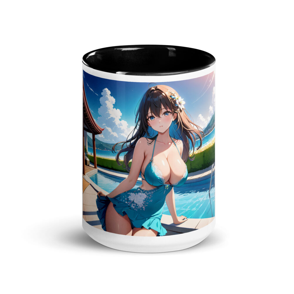 Anime Waifu Mug, Sexy Ahegao Girl with Colored Interior