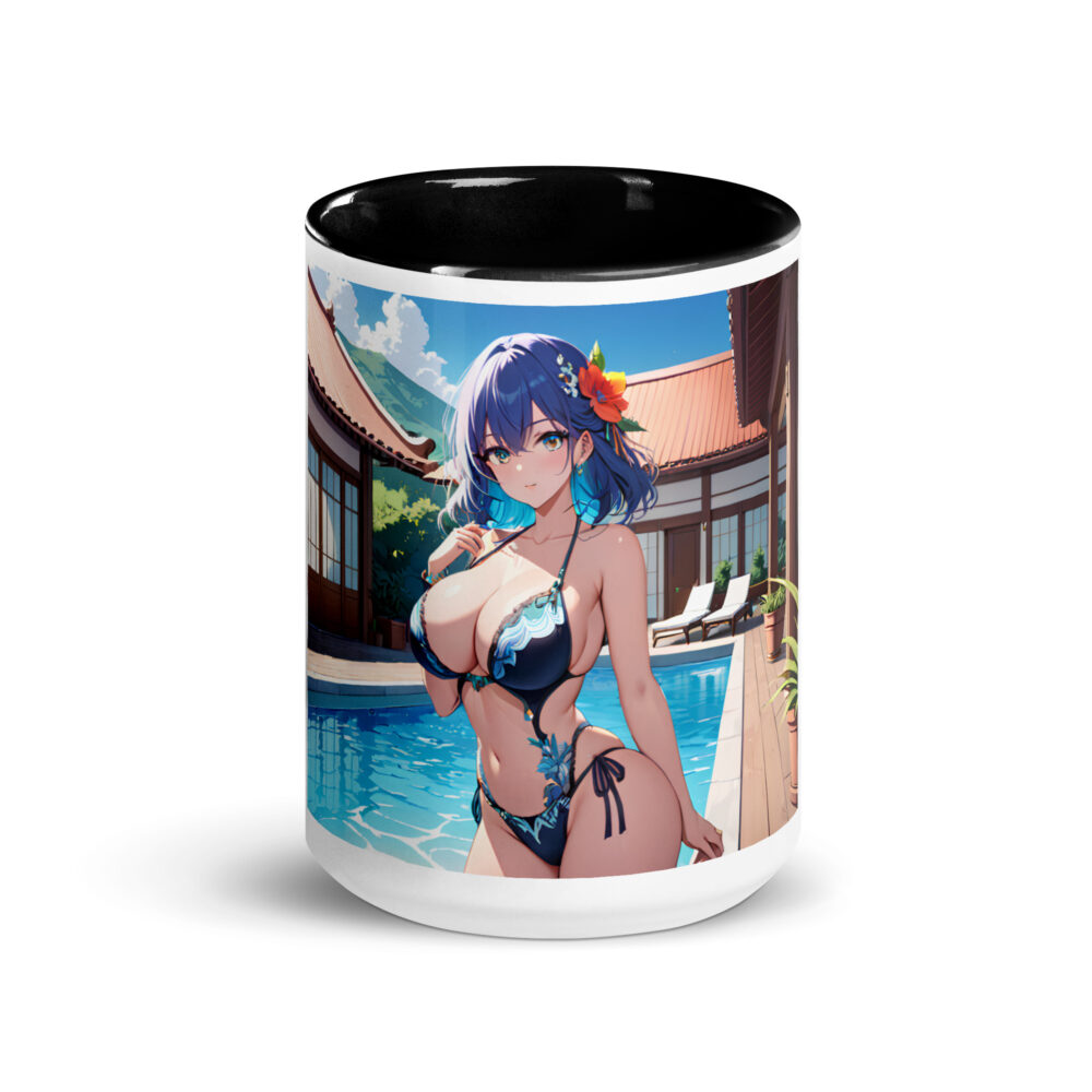 Ecchi Anime Mug, Hot Waifu Girl Ceramic Cup with Colored Interior