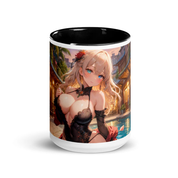 Kawaii Ahegao Girl Coffee Mug, Cute Anime Waifu with Color Inside - Image 6