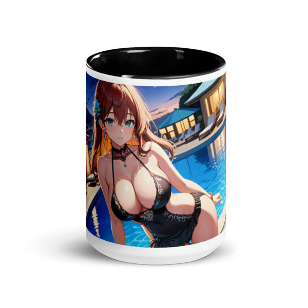 Sexy Anime Waifu Coffee Mug, Ecchi Girl Colored Interior Cup - Image 6