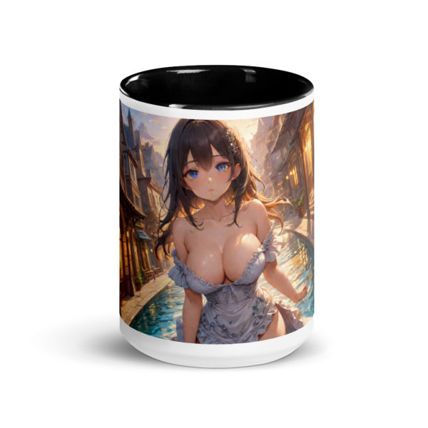 Ecchi Anime Girl Mug, Kawaii Waifu Design with Colored Interior - Image 6