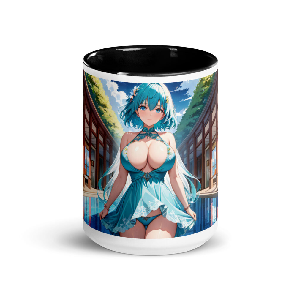 Hot Anime Waifu Mug, Kawaii Ecchi Girl with Vibrant Colored Interior