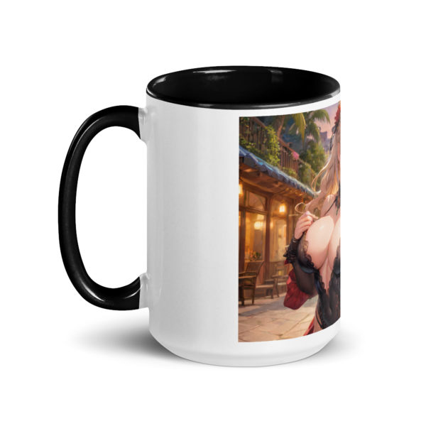 Kawaii Ahegao Girl Coffee Mug, Cute Anime Waifu with Color Inside - Image 7