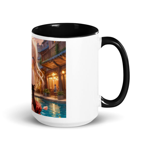 Kawaii Ahegao Girl Coffee Mug, Cute Anime Waifu with Color Inside - Image 5