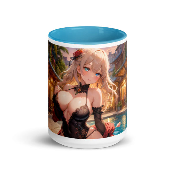 Kawaii Ahegao Girl Coffee Mug, Cute Anime Waifu with Color Inside - Image 23