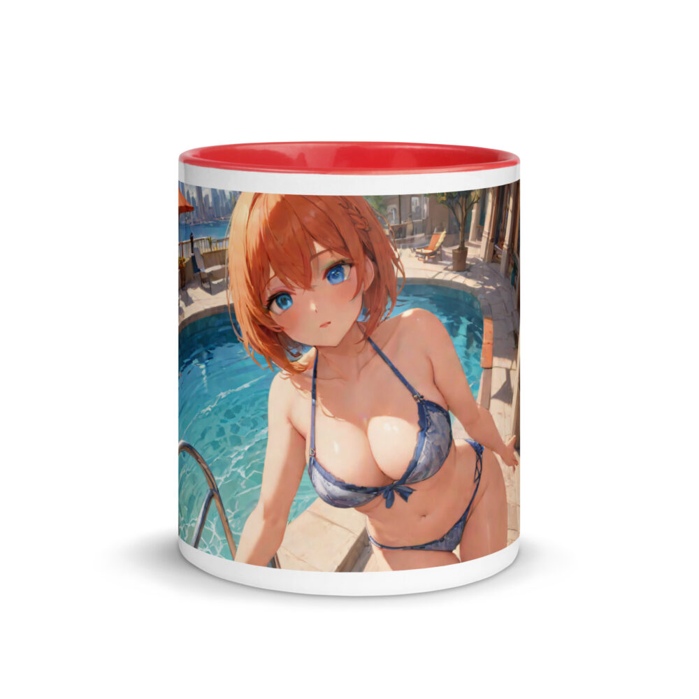 Ecchi Waifu Ceramic Mug, Hot Anime Girl with Color Inside