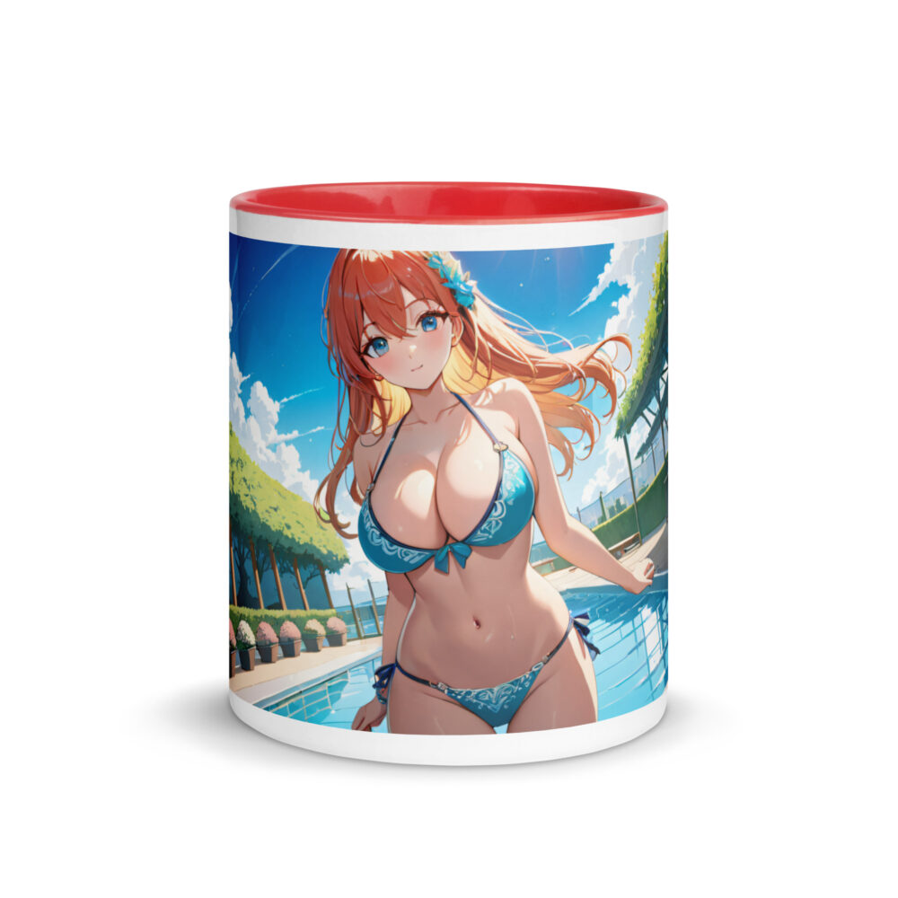 Large Anime Waifu Mug, Ahegao Face Coffee Cup with Colored Interior