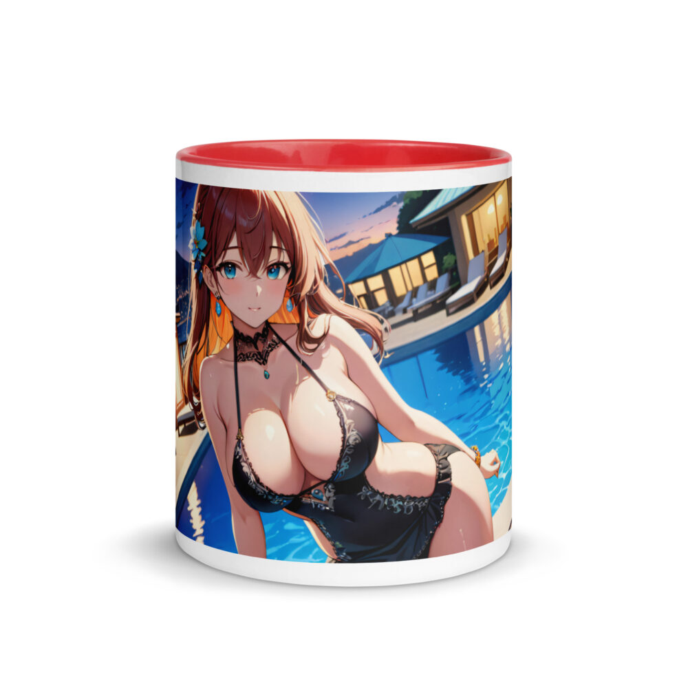 Sexy Anime Waifu Coffee Mug, Ecchi Girl Colored Interior Cup