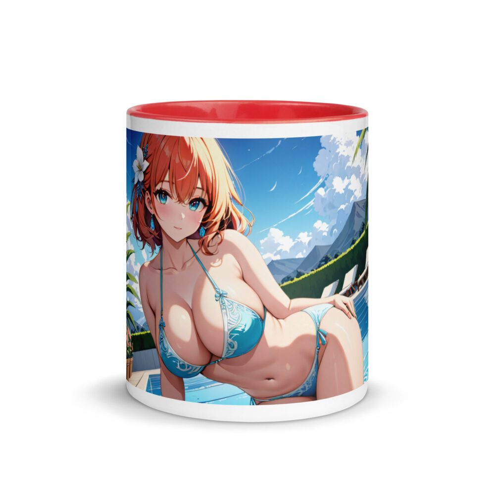 Cute Ahegao Girl Mug, Sexy Anime Waifu Ceramic Cup with Color Inside