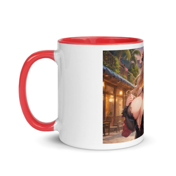 Kawaii Ahegao Girl Coffee Mug, Cute Anime Waifu with Color Inside - Image 9