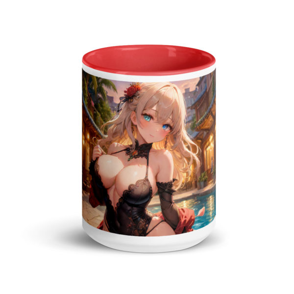 Kawaii Ahegao Girl Coffee Mug, Cute Anime Waifu with Color Inside - Image 11