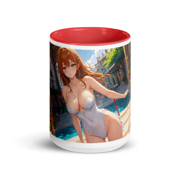 Aesthetic Waifu Mug, Cute Anime Girl Ceramic Cup with Color Inside - Image 11