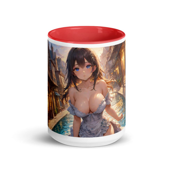 Ecchi Anime Girl Mug, Kawaii Waifu Design with Colored Interior - Image 11