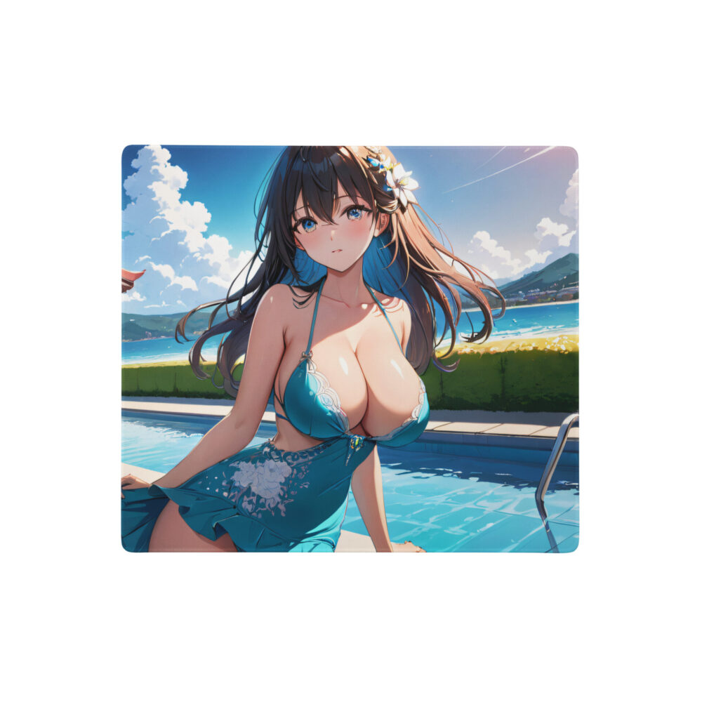 Anime Girl Waifu in bikini at the pool - Gaming mouse pad - Image 2