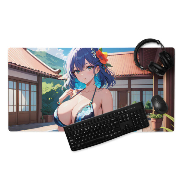 Anime Girl Waifu in bikini at the pool Mousepad